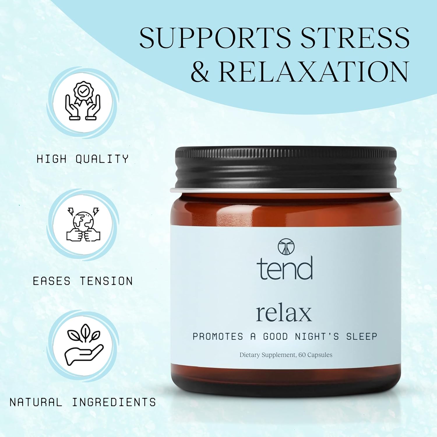 Tend Relax Sleep Support Dietary Supplement, Natural Sleep Aid, 60 Count - Image 2