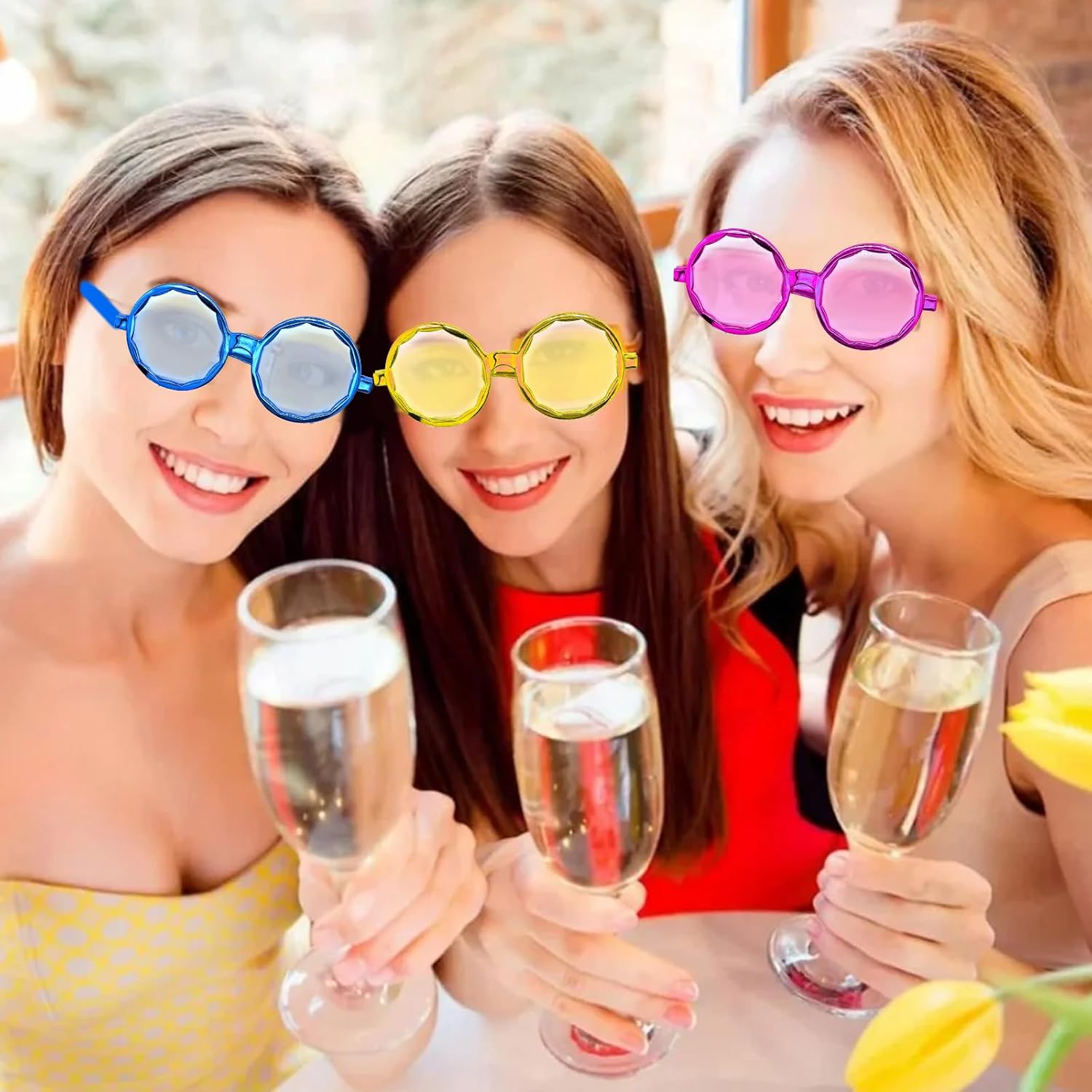 EVKILKJS 4 Packs Retro Disco Ball Glasses Novelty Funny Sunglasses Party Accessories for Women and Men Halloween Party Favors