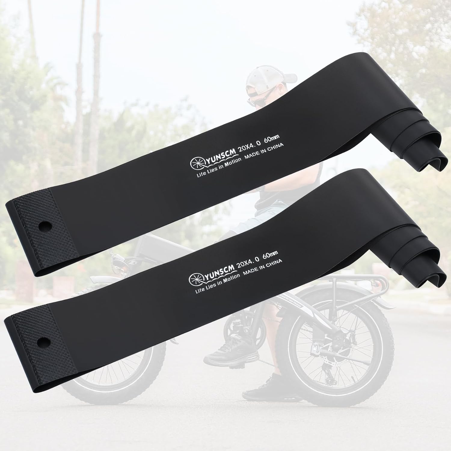 YunSCM 2-Pcs 20 x 4 Fat E-Bike Rim Strips Nylon Rim Tape Tire Liners Compatible with 20x4.0 E-Bike Electric Bike, Mountain Bicycle Bike Fat Tires