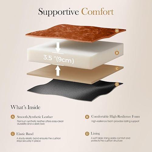 Miniatura 5 de Sophia & William Juego de 2 taburetes de bar marrones, taburetes de bar de 24 pulgadas de altura de mostrador para isla de cocina, taburetes de bar