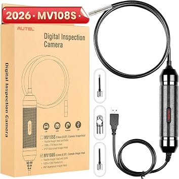 2026 Autel MaxiVideo MV108S Digital Inspection Camera, 2MP 1920x1080, IP67 Waterproof USB Endoscope, 8.5mm Borescope Snake Camera, 39.37'', LED Light, Work with Autel Scanner & P.C, Up o...