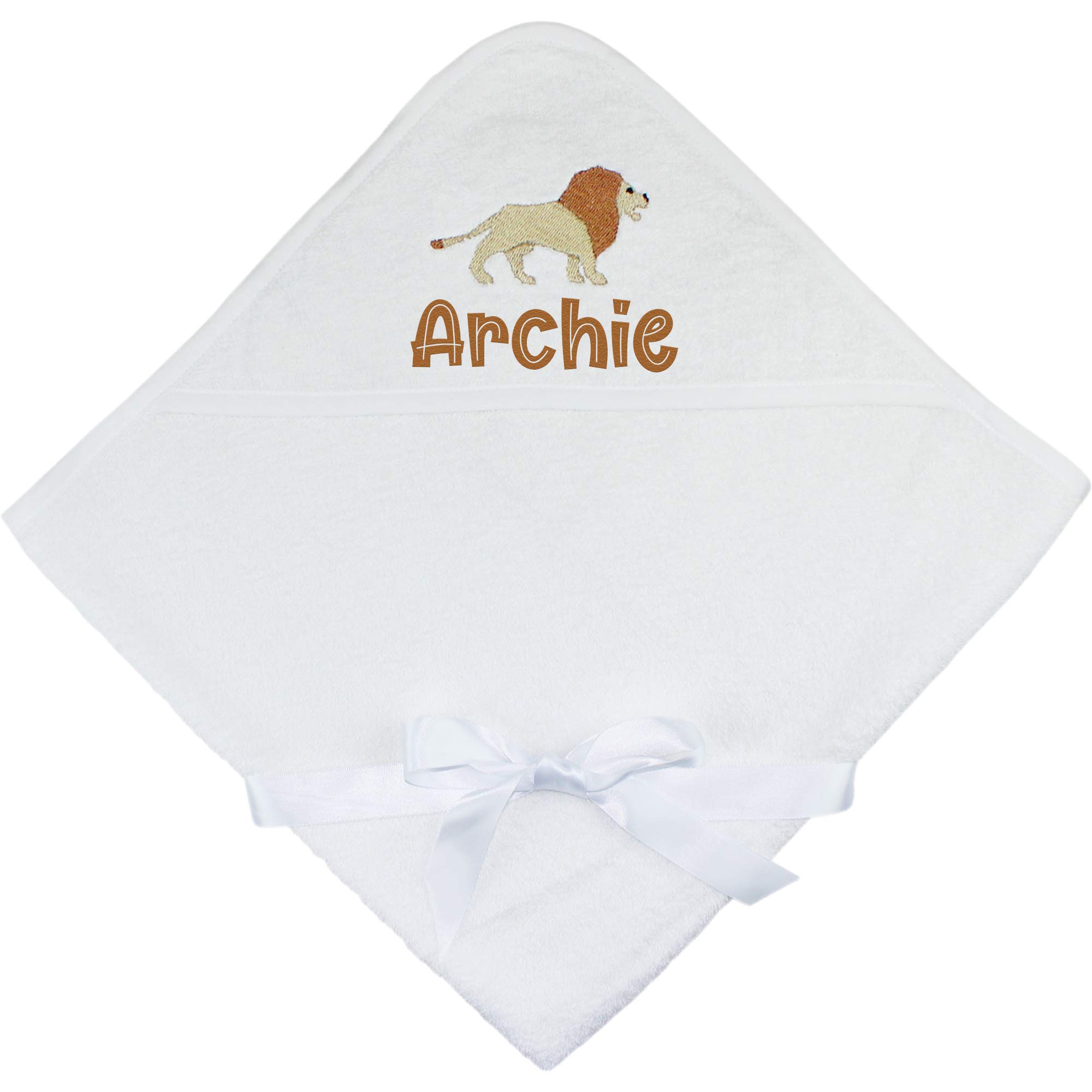 TeddyTs Personalised Lion Embroidered Baby Hooded Bath Towel
