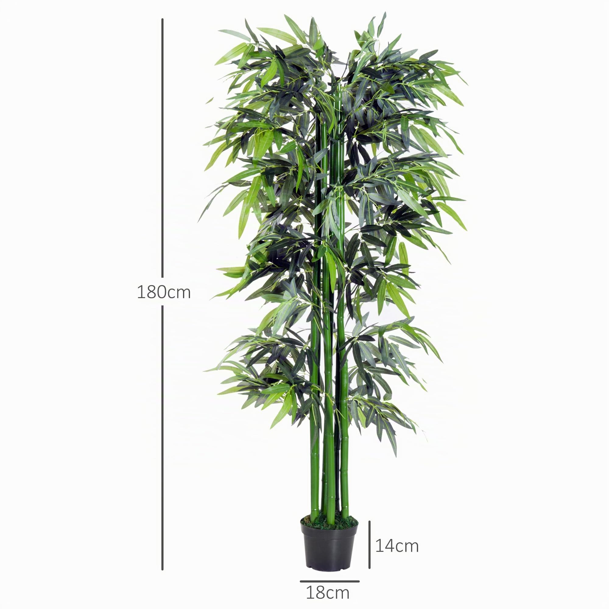 Outsunny Pianta di Bambù Artificiale in Vaso da 180cm Decorazione Casa | Ufficio, Interni ed Esterni