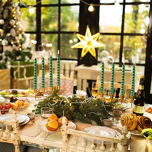 Miniatura 3 de Juego de 4 velas cónicas de 10 pulgadas de largo con aspecto metálico brillante, velas cónicas sin goteo, velas de combustión limpia de 9 horas,