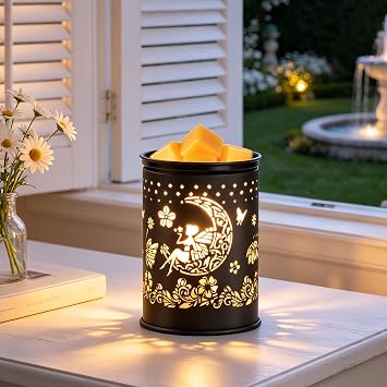 سخان شمع معطر لإذابة الشمع المعطر سخان شمع لمصباح صنع الشموع سخان الشموع موقد زيت للديكور المنزلي وهدايا للعطلات القمر/جنية الزهور