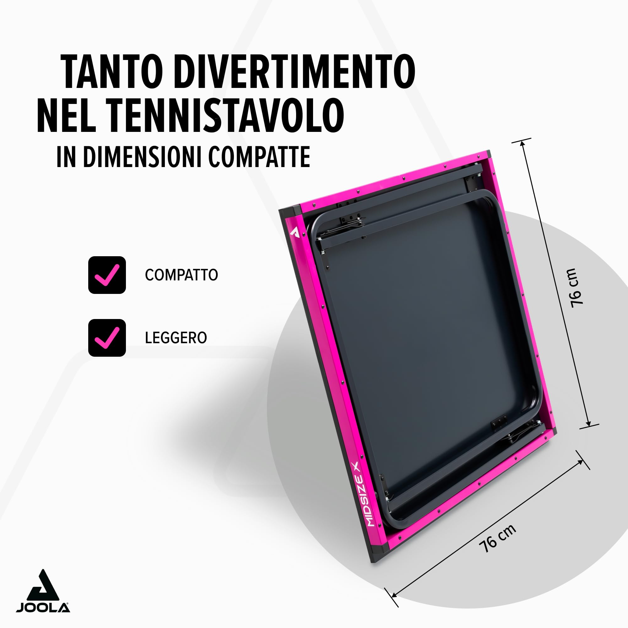 JOOLA Midsize X - Tavolo da ping pong compatto per interni, pieghevole, con rete, 152 x 76 cm