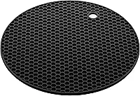 LYOR - Descanso para Panela Redondo de Silicone Preto 17,5cm