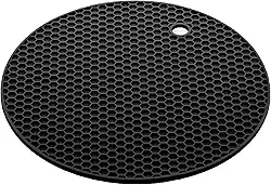 LYOR - Descanso para Panela Redondo de Silicone Preto 17,5cm