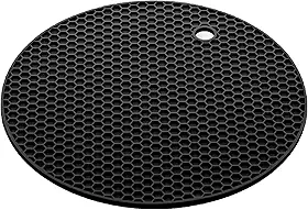 LYOR - Descanso para Panela Redondo de Silicone Preto 17,5cm