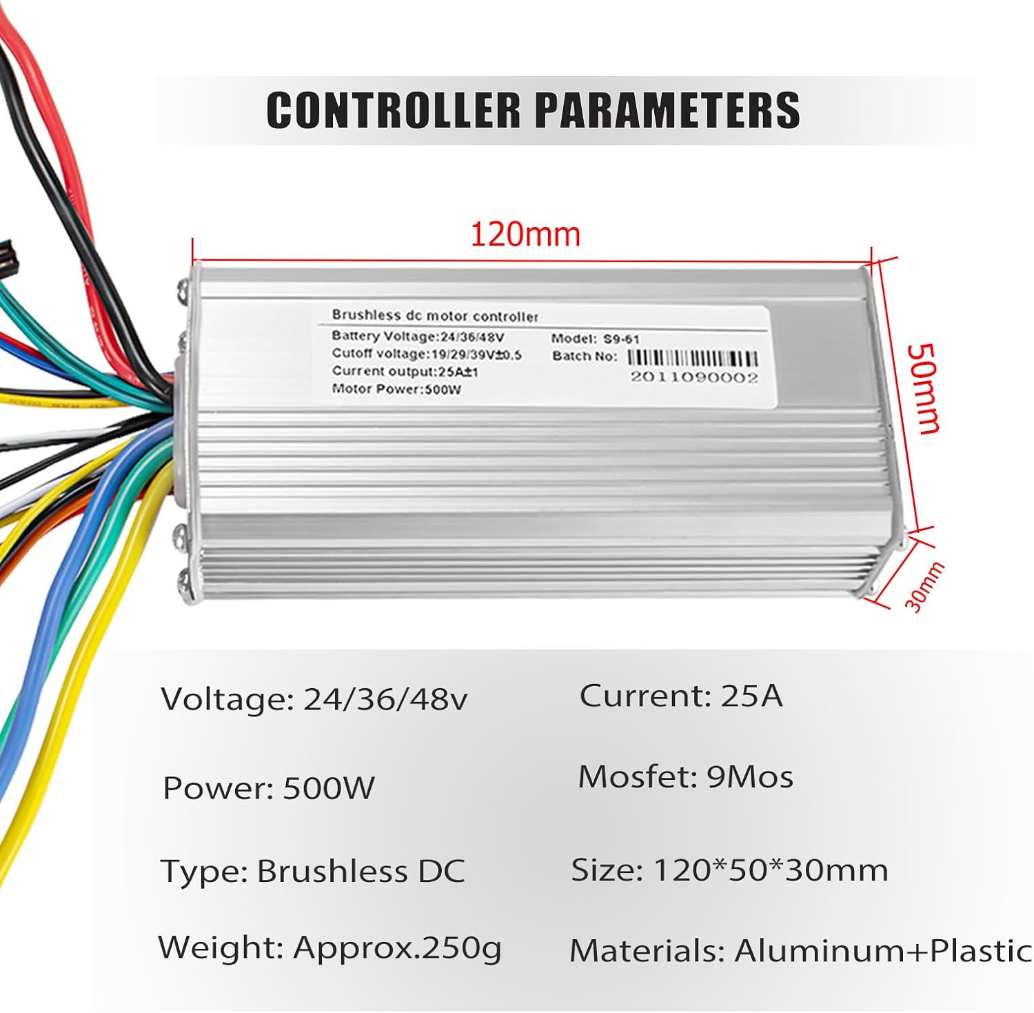 24V 36V 48V Ebike Controller Kit 500W 25A Brushless Motor Controller and Ebike LCD Display Control Panel Electric Bike Controller Scooter Controller Electric Bicycle Speed Controller BLDC 500W-S866 KIT