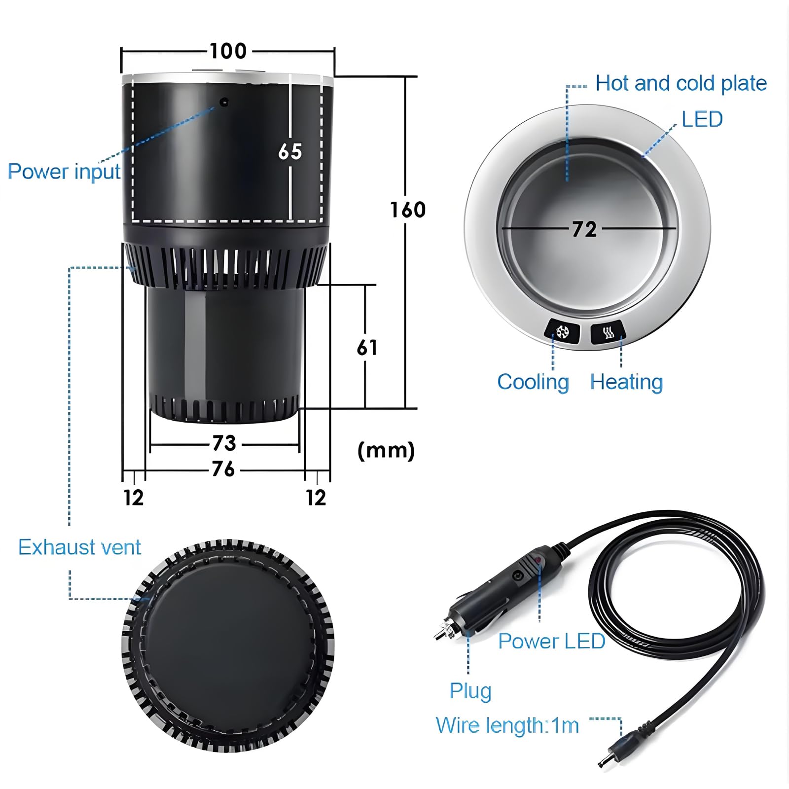 Supporto per tazza da auto 2 in 1 di alta qualità per scalda tazza per auto, perfetto per pendolari/viaggi su strada (nero e argento)