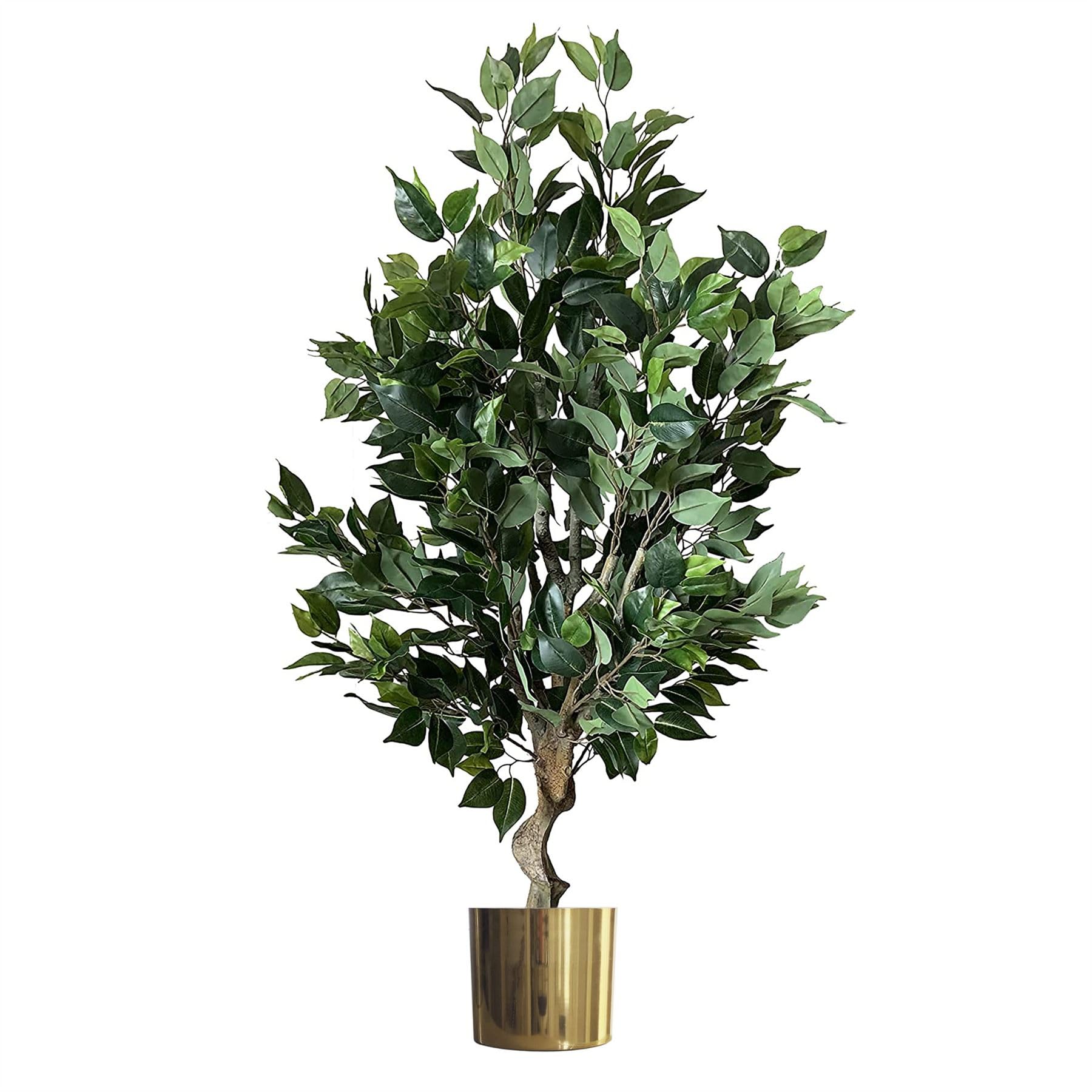 Leaf 100cm Artificial Ficus Twist Tree - Premium Quality - Gold Planter