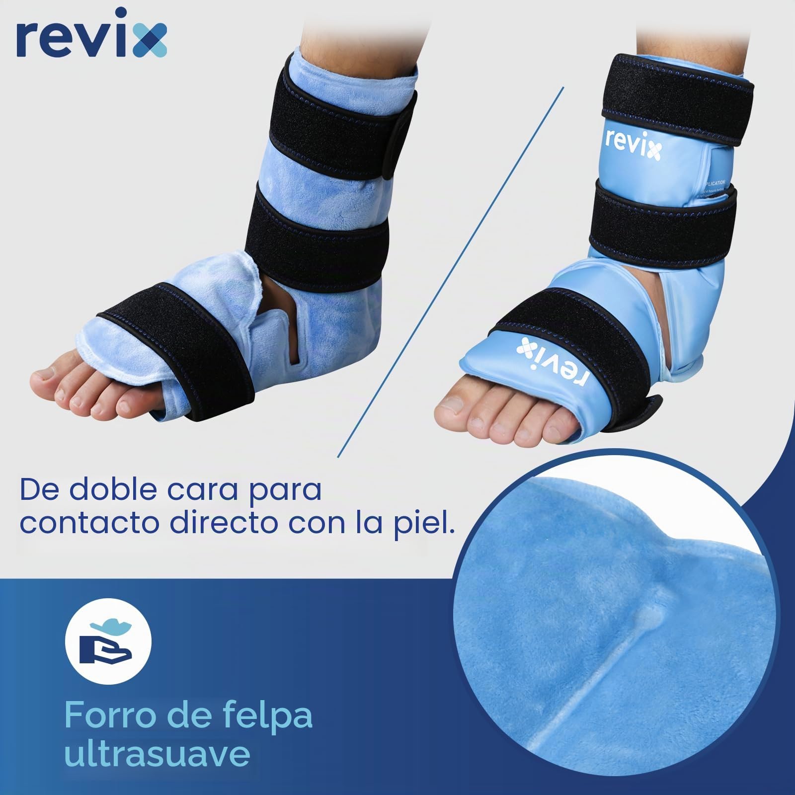 REVIX Envolturas de hielo para pies y tobillos para molestias, envoltura de hielo de gel reutilizable con terapia de compresión en frío, fascitis plantar, recuperación de pies después del