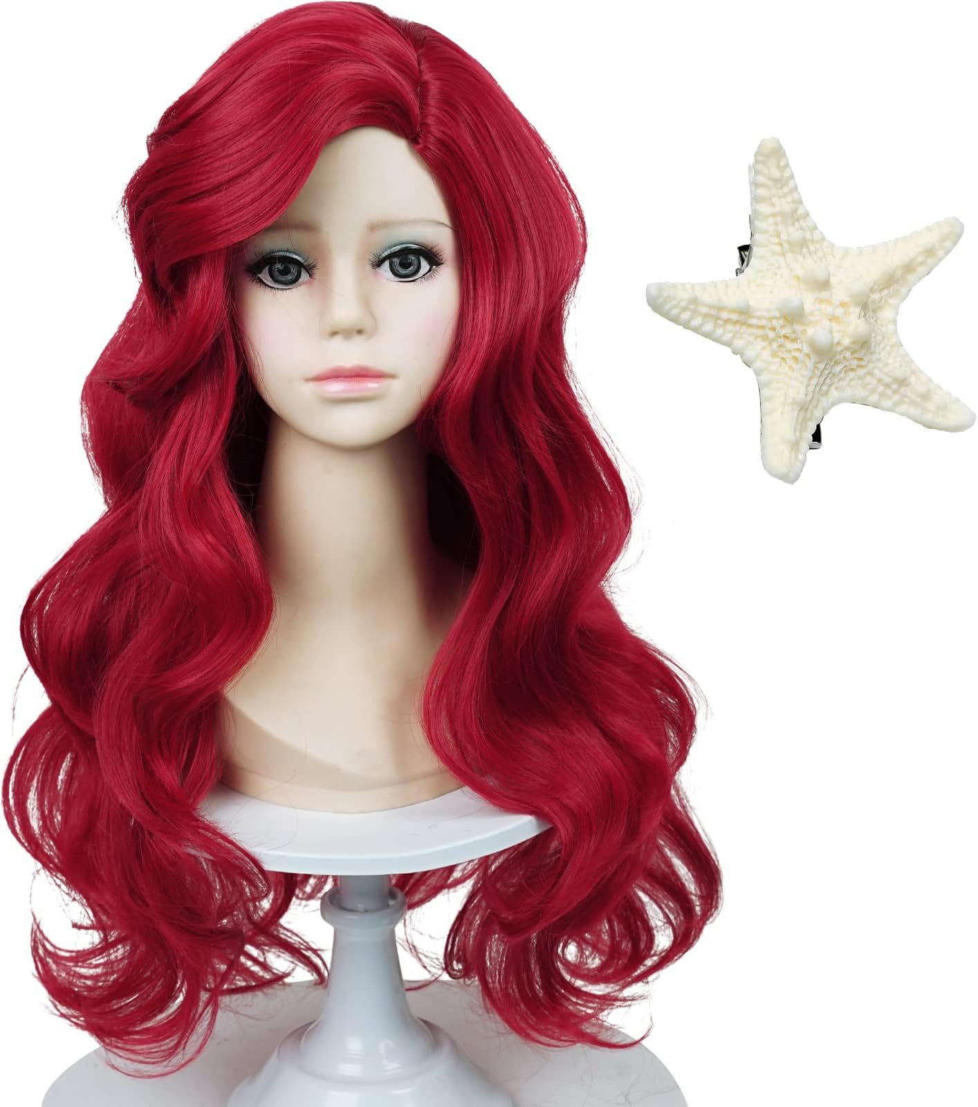 Mermaid Wigs for kids Girls Long Dark Red Curly Kids