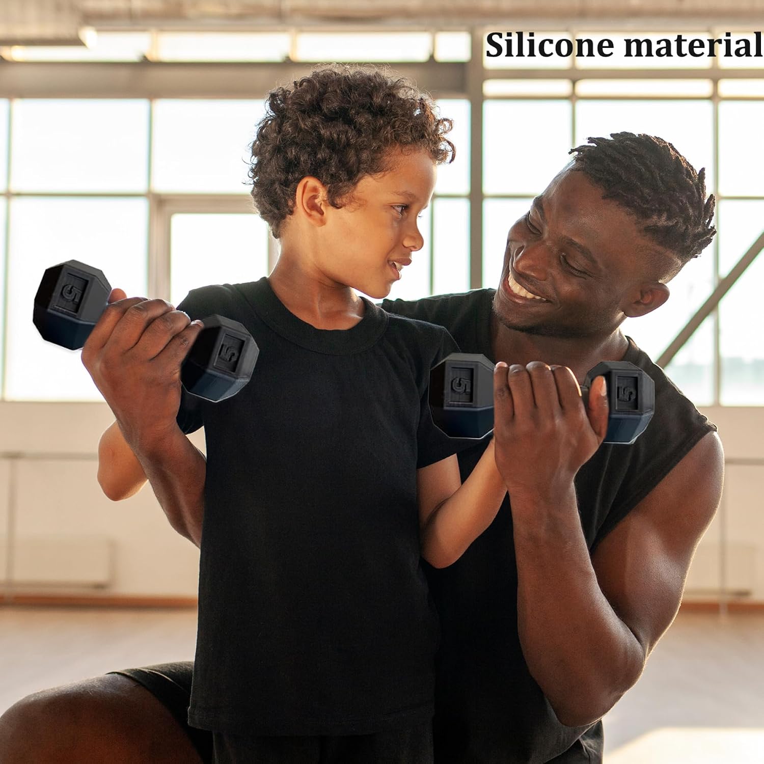 Dumbbell 2 Pcs Dumbbells for Baby Mini 1.8x4.7 In Silicone Hand Weight Lifting Set for Fitness Exercise Funny Sport Toys for Toddlers (Black)