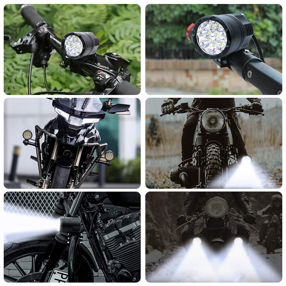 Biqing 2PCS Fari Antinebbia Moto,9 LEDs Faretti LED Moto Supplementari Fari LED Fuoristrada Motos Faro Fendinebbia Luce Ausiliaria lavorare luci Spot Faretto per 4X4 ATV Trattore