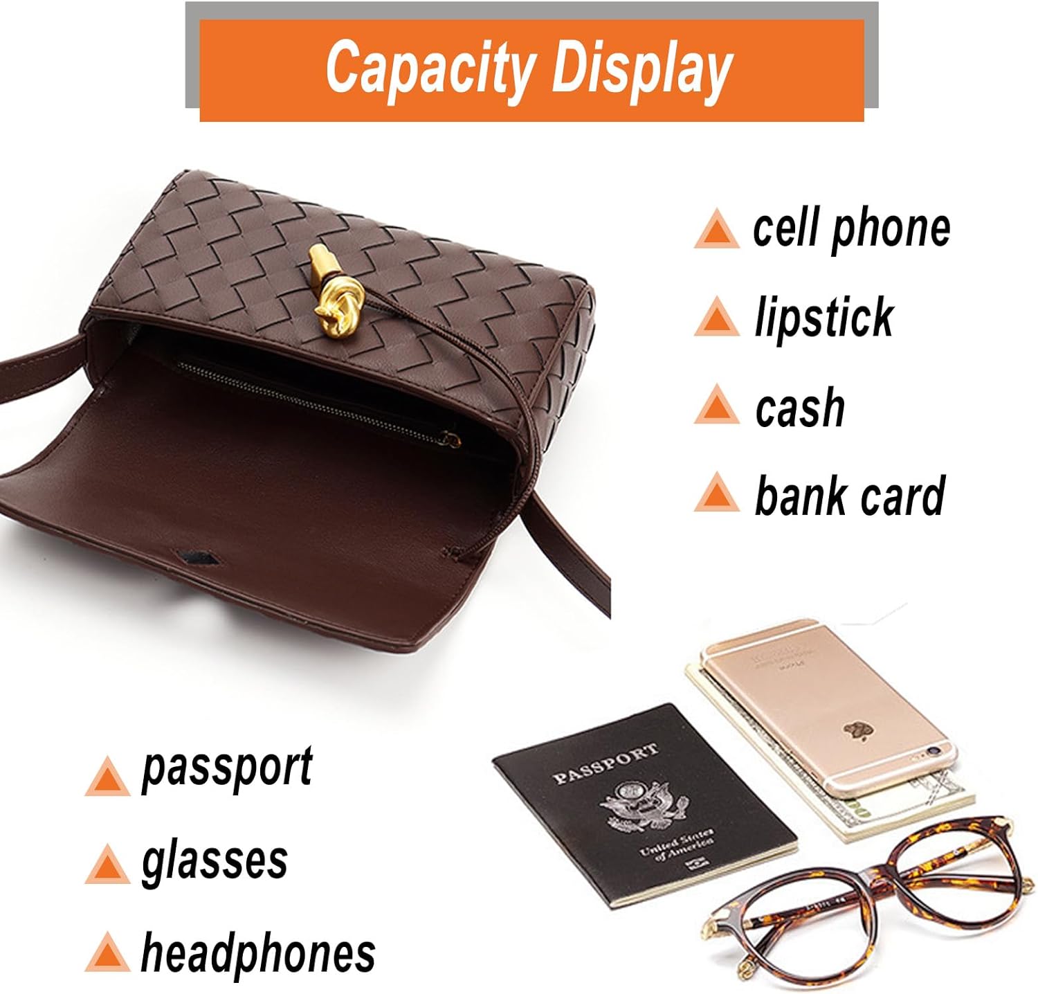 Woven Leather Shoulder Bag for Women, Fashion Handwoven Small Hobo Bag Purses Adjustable Shoulder Strap Crossbody Bag - Image 7