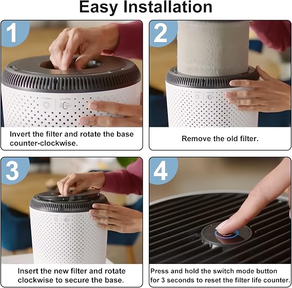 FY0194/30 Replacement Filter Compatible with Philips 800 Series AC0820/AC0819/AC0830 3-in-1 True Activated Carbon Removes 99.97% of Pollutants, 2 Pack (FY0194/30)