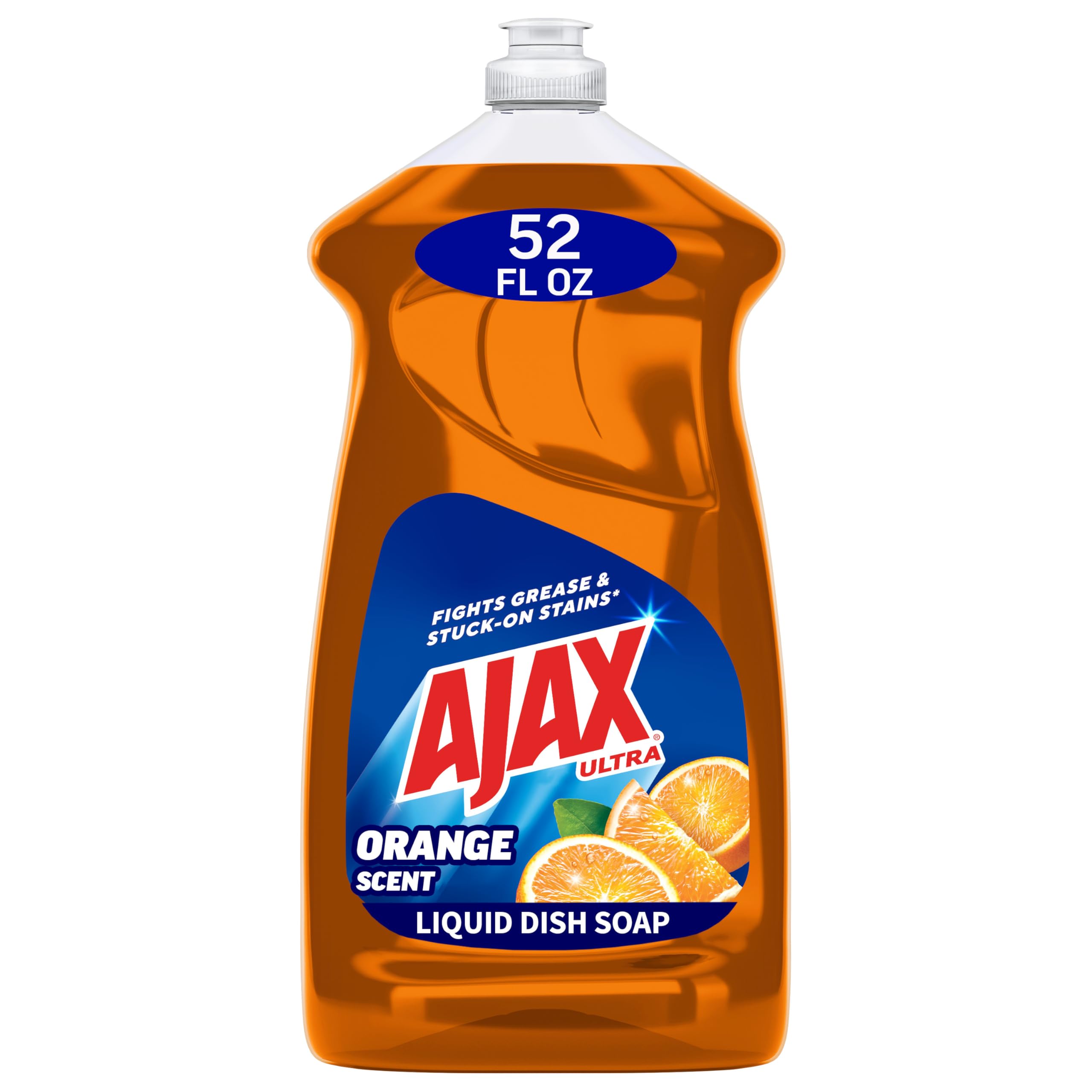 Ajax Ultra Liquid Dish Soap Orange Scent,Triple Action, Mess-Free, Easy-Flip Cap, 52 fl oz Bottle