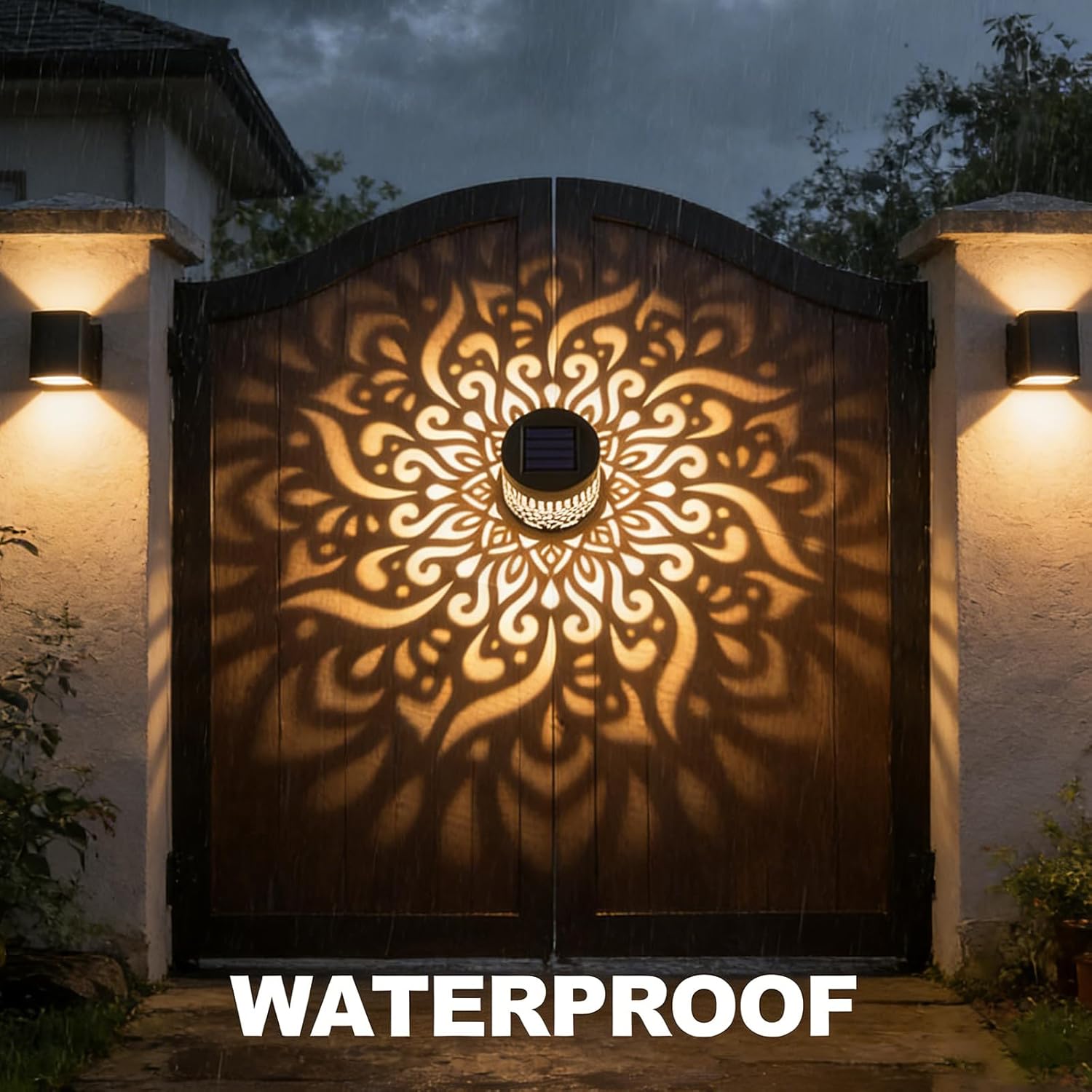 Decorative Solar Mandala Lights, 2026 Upgrade Outdoor Metal Solar Mandala Lights, Waterproof Mandala Theme Fence Light for Garden Backyard Post Patio Yard (2 Pcs)