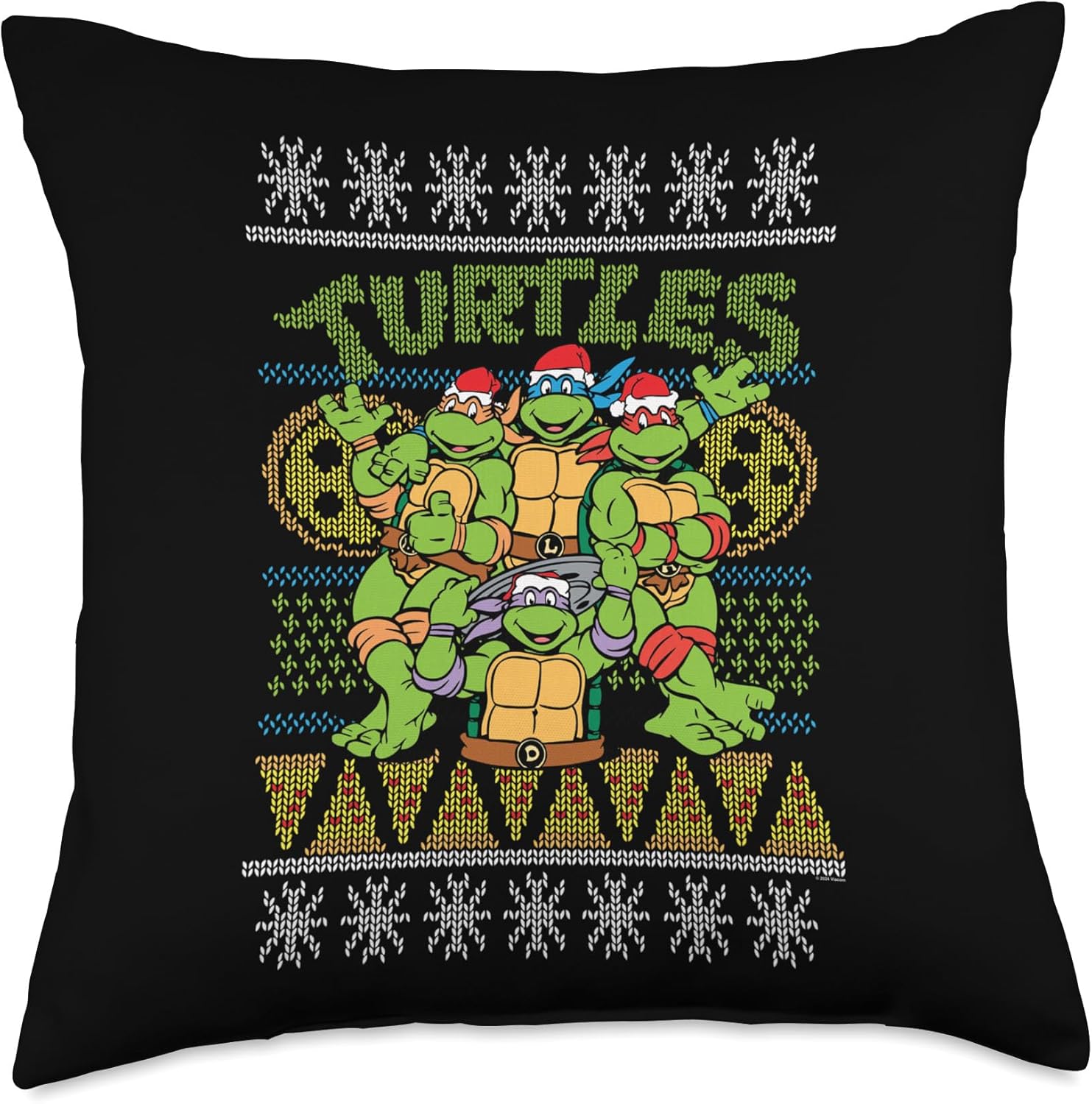 Teenage Mutant Ninja Turtles Ugly Christmas Pizza Throw Pillow