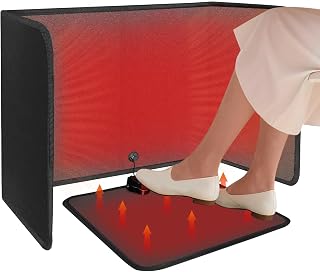 Foldable Electric Panel with Heated Foot Mat - 300W Portable Space Heater Under Desk Indoor - Warmer Floor Mat with Thermostat/Timer/Digital Display- Foot Control, for Home Bedroom Office