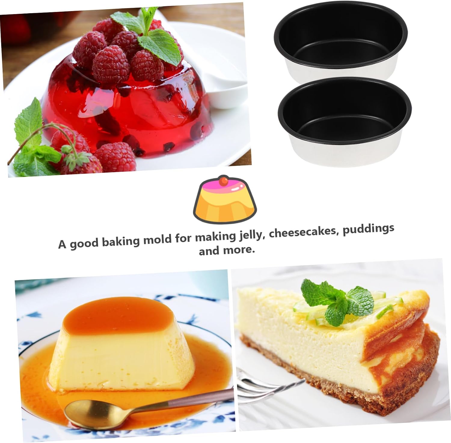 2pcs Oval Cake Cheese Pudding Molds Baking Molds Easy Release Non-stick Surface