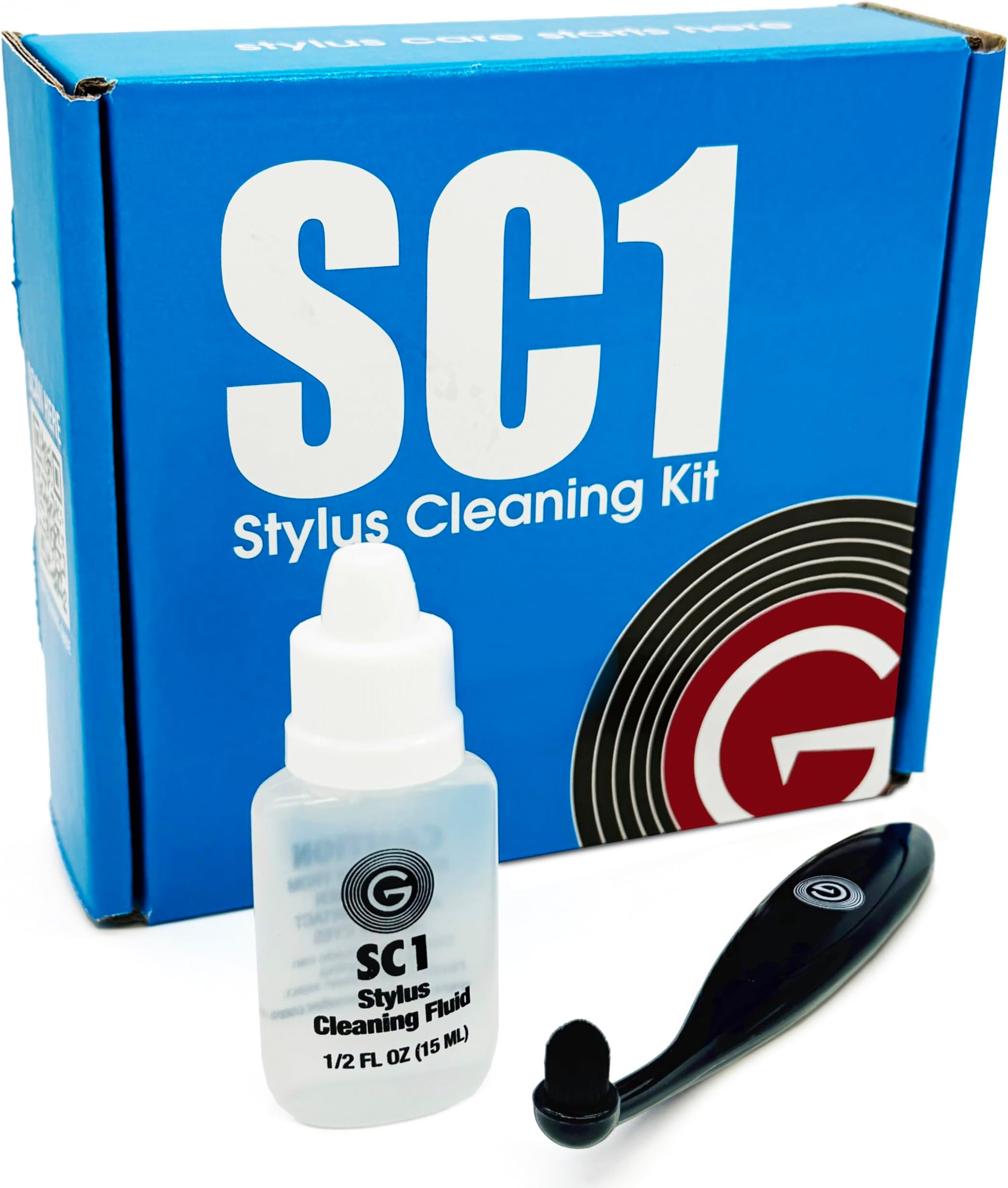 GrooveWasher SC1 Stylus Cleaning Kit to Clean LP Record Player Cartridge Needle โ Anti-static Easy-Grip Brush + Stylus Cleaning Solution