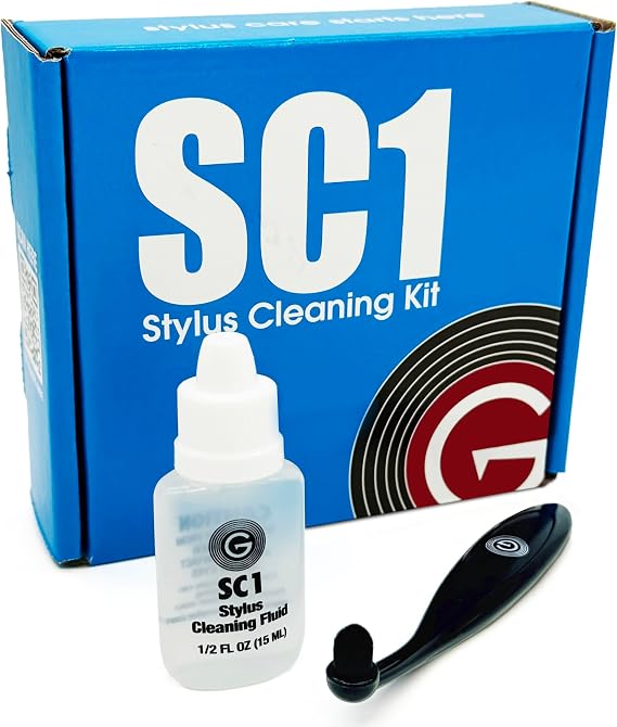 GrooveWasher SC1 Stylus Cleaning Kit to Clean LP Record Player Cartridge Needle Anti-static Easy-Grip Brush + Stylus Cleaning Solution | Stylus Cleaner Kit With Anti-Static Brush + Low-Alcohol Fluid For Turntable Needles. Use Wet Or Dry To Lift Dust & Lint
