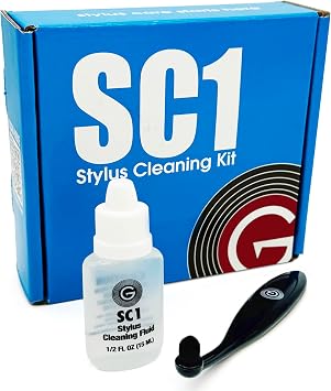GrooveWasher SC1 Stylus Cleaning Kit to Clean LP Record Player Cartridge Needle Anti-static Easy-Grip Brush + Stylus Cleaning Solution