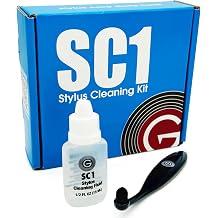 GrooveWasher SC1 Stylus Cleaning Kit to Clean LP Record Player Cartridge Needle   Anti-static Easy-Grip Brush + Stylus Cleaning Solution