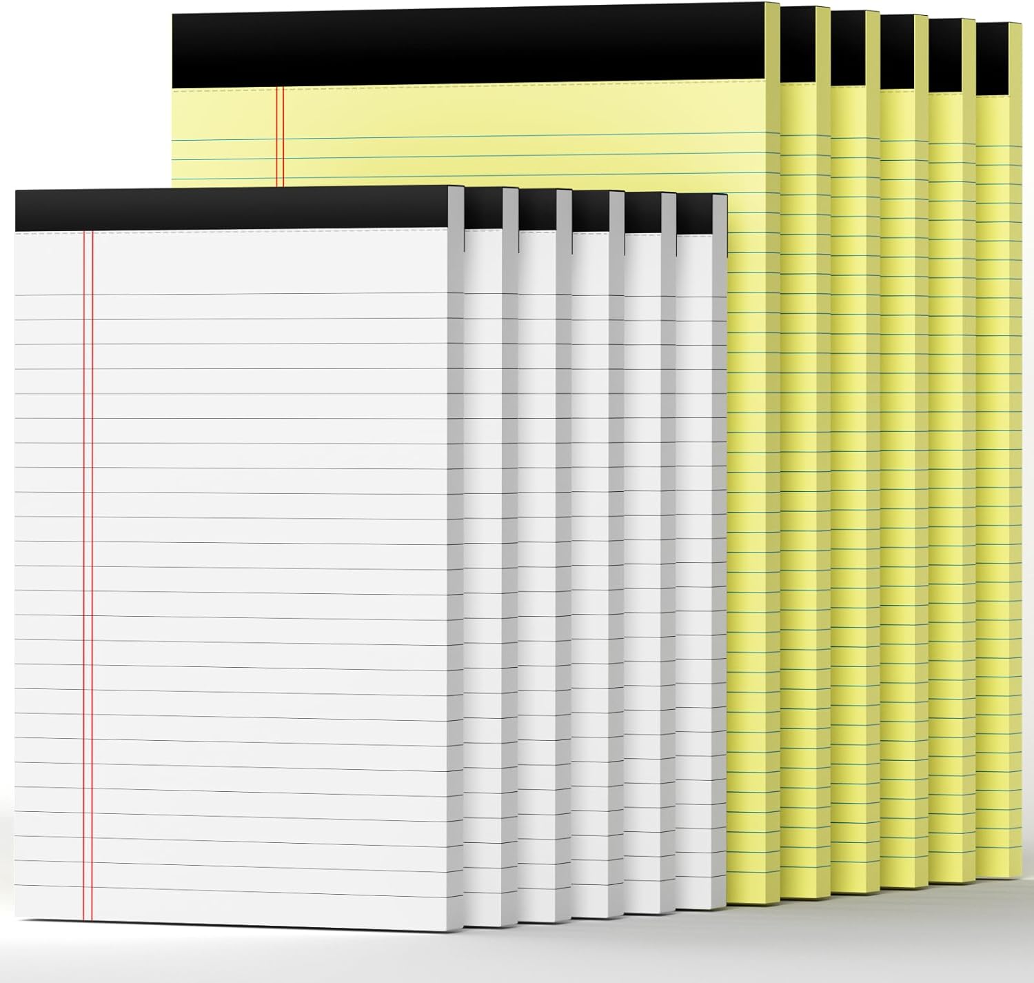 6 Pack Legal Pads 5x8 Inch Writing Note Pads 5x8 for Work 80 GSM Paper College Ruled Legal Pad and 6 Pack Yellow Legal Pads 8.5 x 11.75 Narrow Ruled Lined Writing Note Pads Yellow Paper Pads