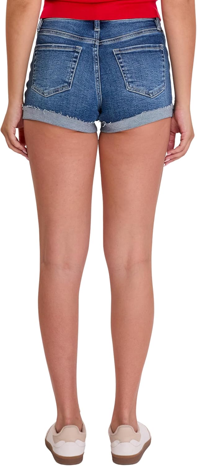 YMI Women's Jeans Women's Mid Rise Raw Edge Cuff Denim Short, S305960