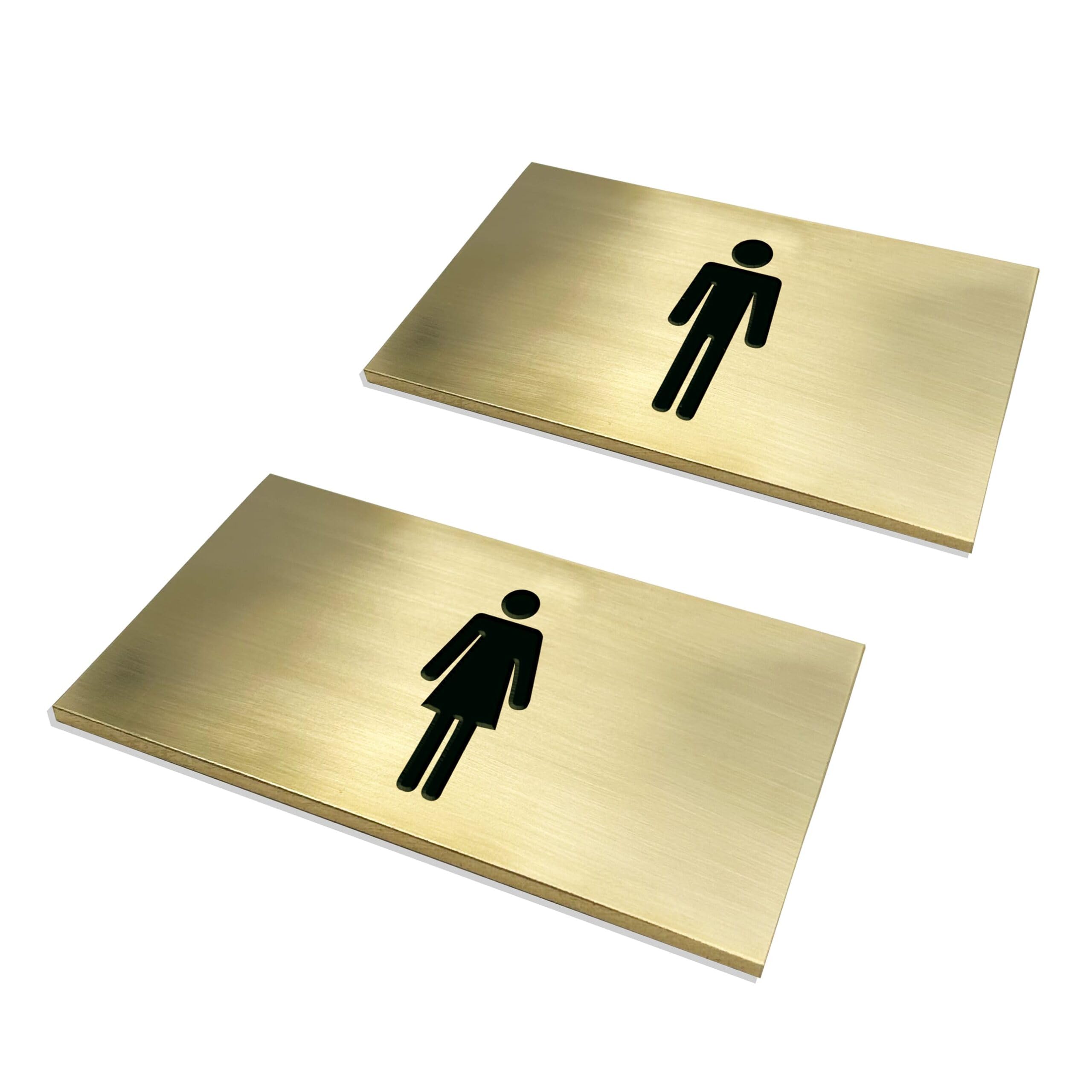 hochwertiges Messingschild mit Gravur - versch. Größen | Motiv Toilette (Set 2 Messingschilder) ohne Schraublöchern 100 x 60 mm