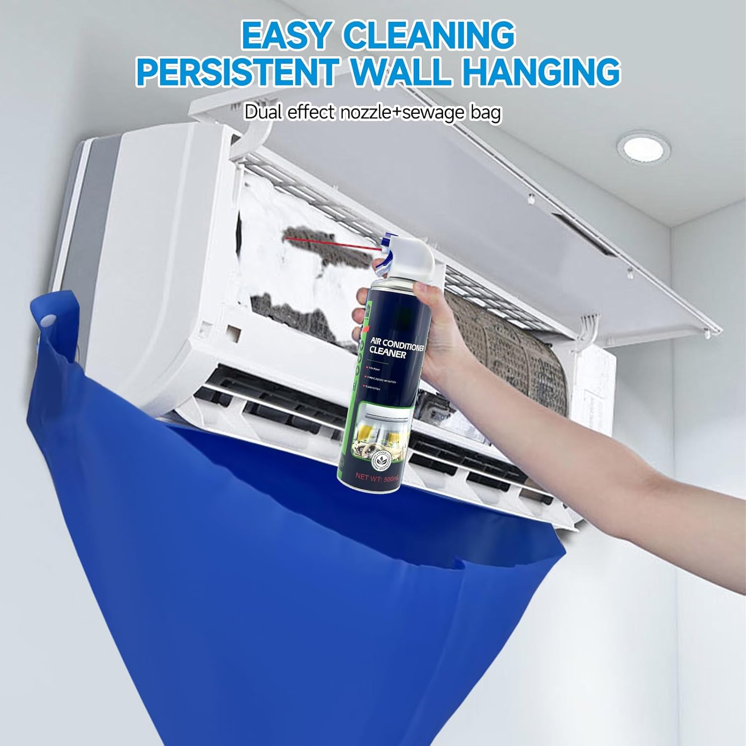 Mini Split Cleaning Kit for Air Conditioner,2 Bottles of air Conditioner Cleaner,2 Air Conditione Waterproof Bag, 4 Wall Mounted Air Conditioner Cleaning Tools etc.