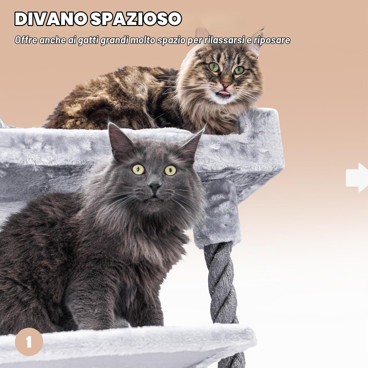 Petrebels Tiragraffi XXL in parco 175 colore grigio, Albero Tiragraffi per Gatto, tronchi extra spessi, 58 x 45 x 175 cm