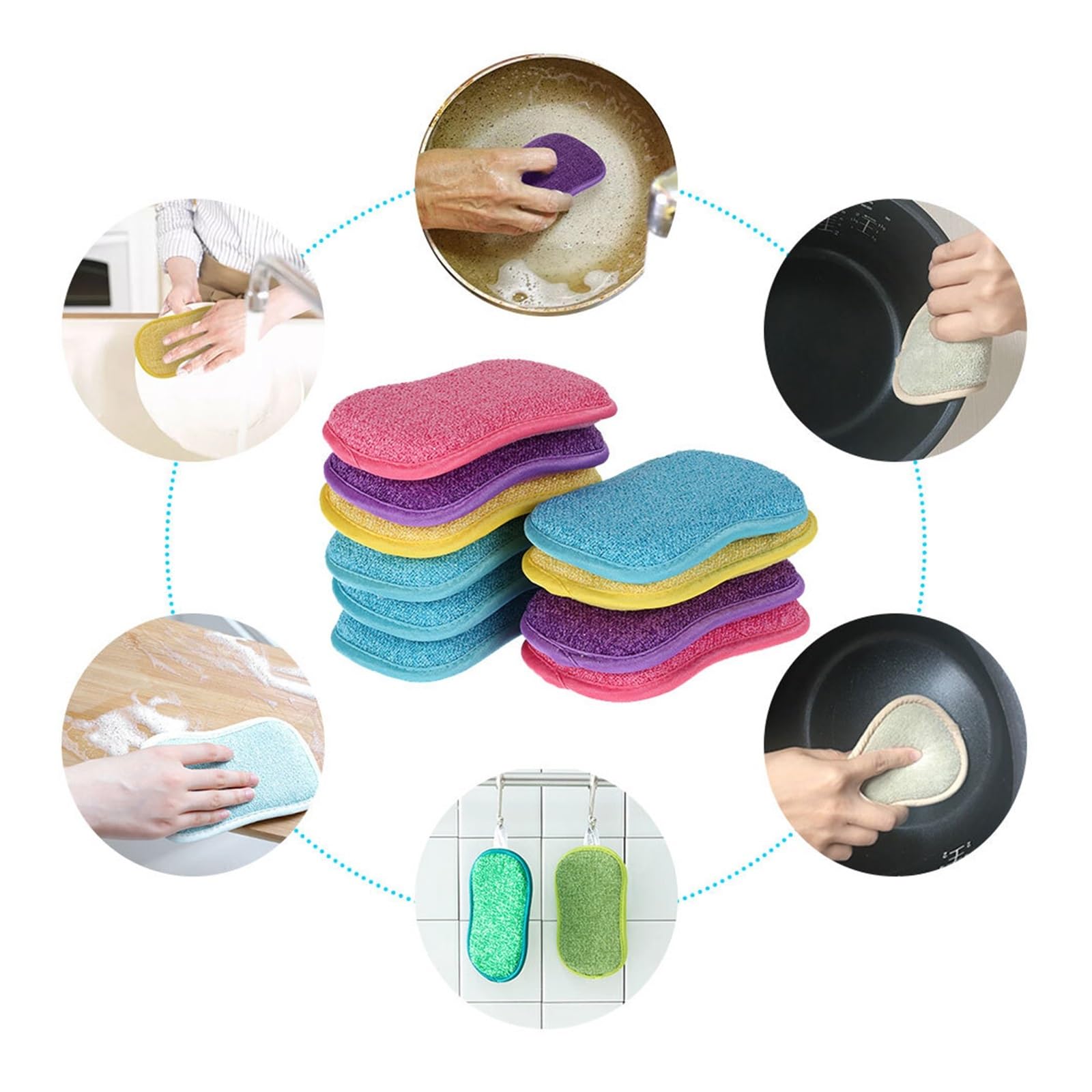almohadilla microfibra sin rayas para platos y olla antiadherente | esponja de fibra superfina para limpieza de oficina, hogar y cocina