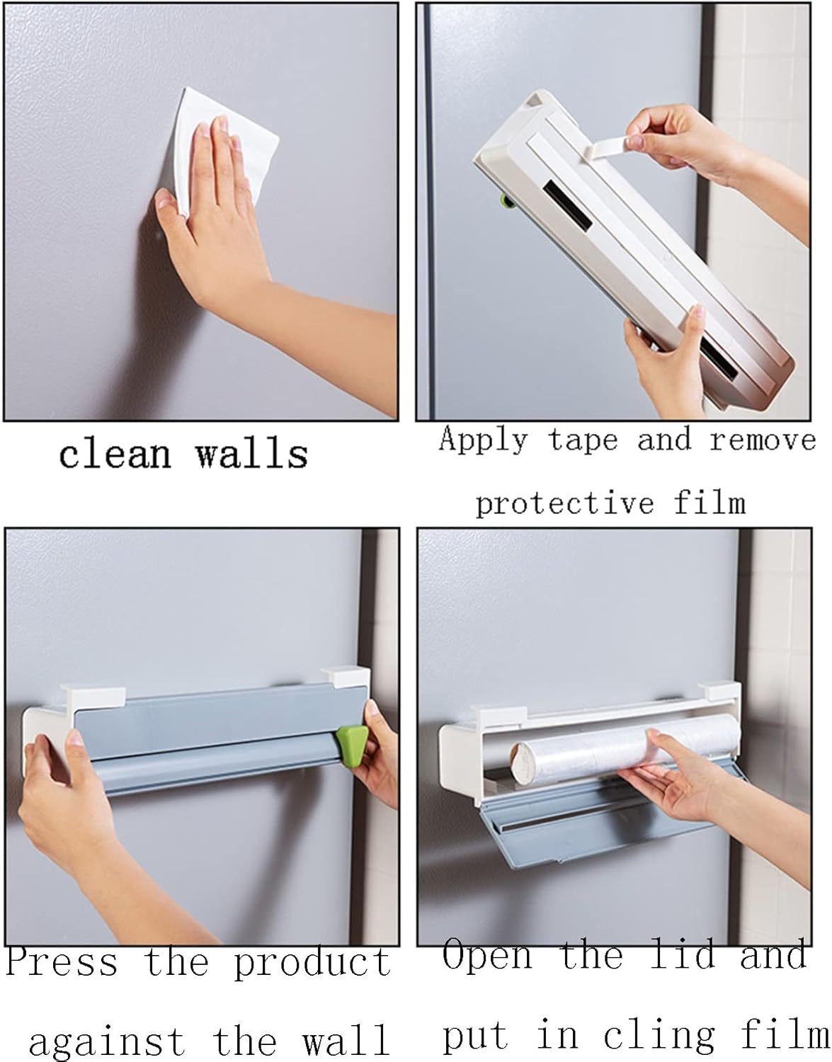 Cling Film Cutter Dispenser,Food Dispensers Wall Mounted Non-Porous Strong Sticker Plastic Packaging Cutting Machine Suitable for Food, Fruit and Vegetable Packaging in Kitchens,supermarkets