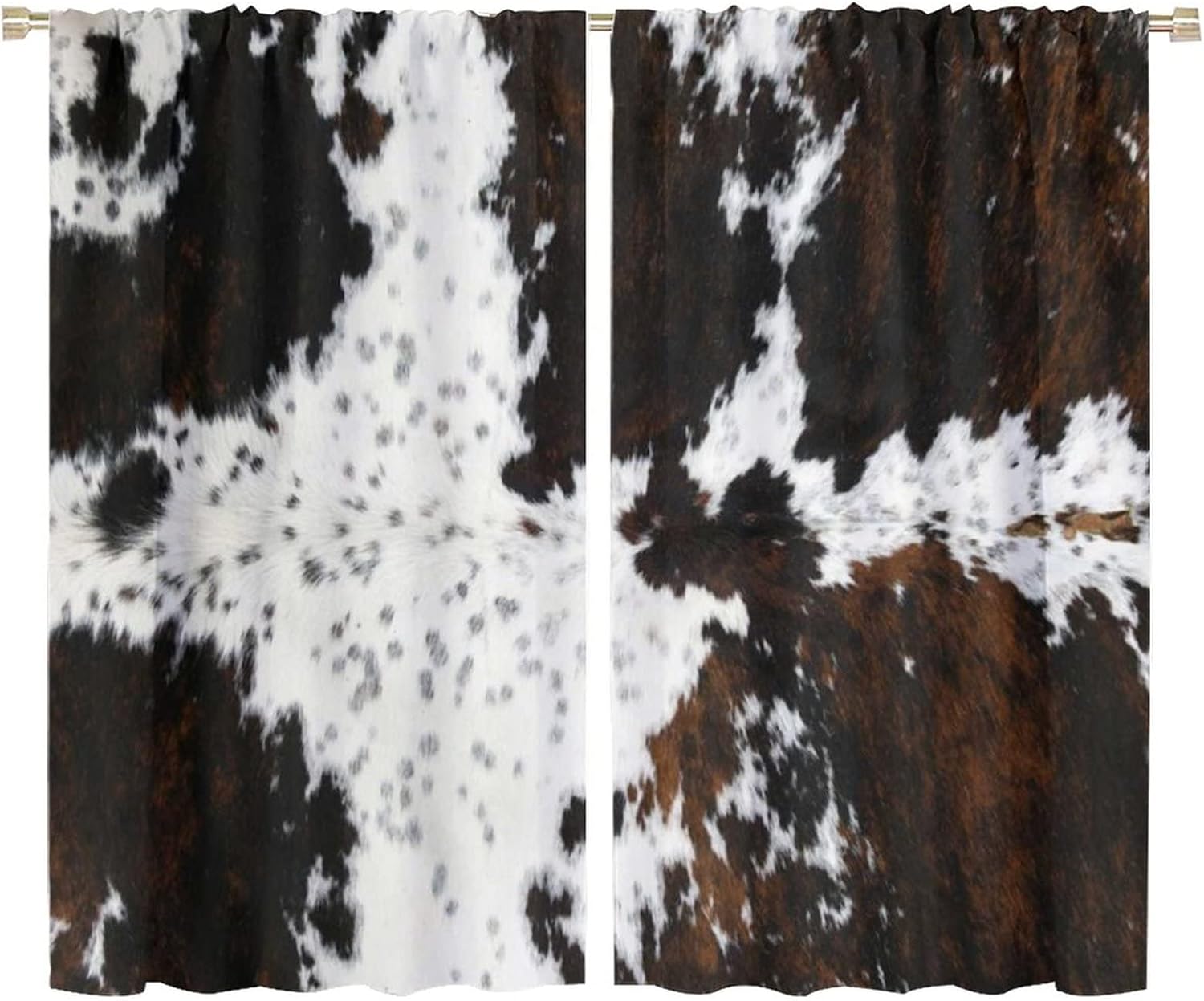 Cow Print Curtains Wild Animal Skin Art Decor Window Drapes Black White Cortinas para Habitacion Modern Home Living Room Decorations 42x45in