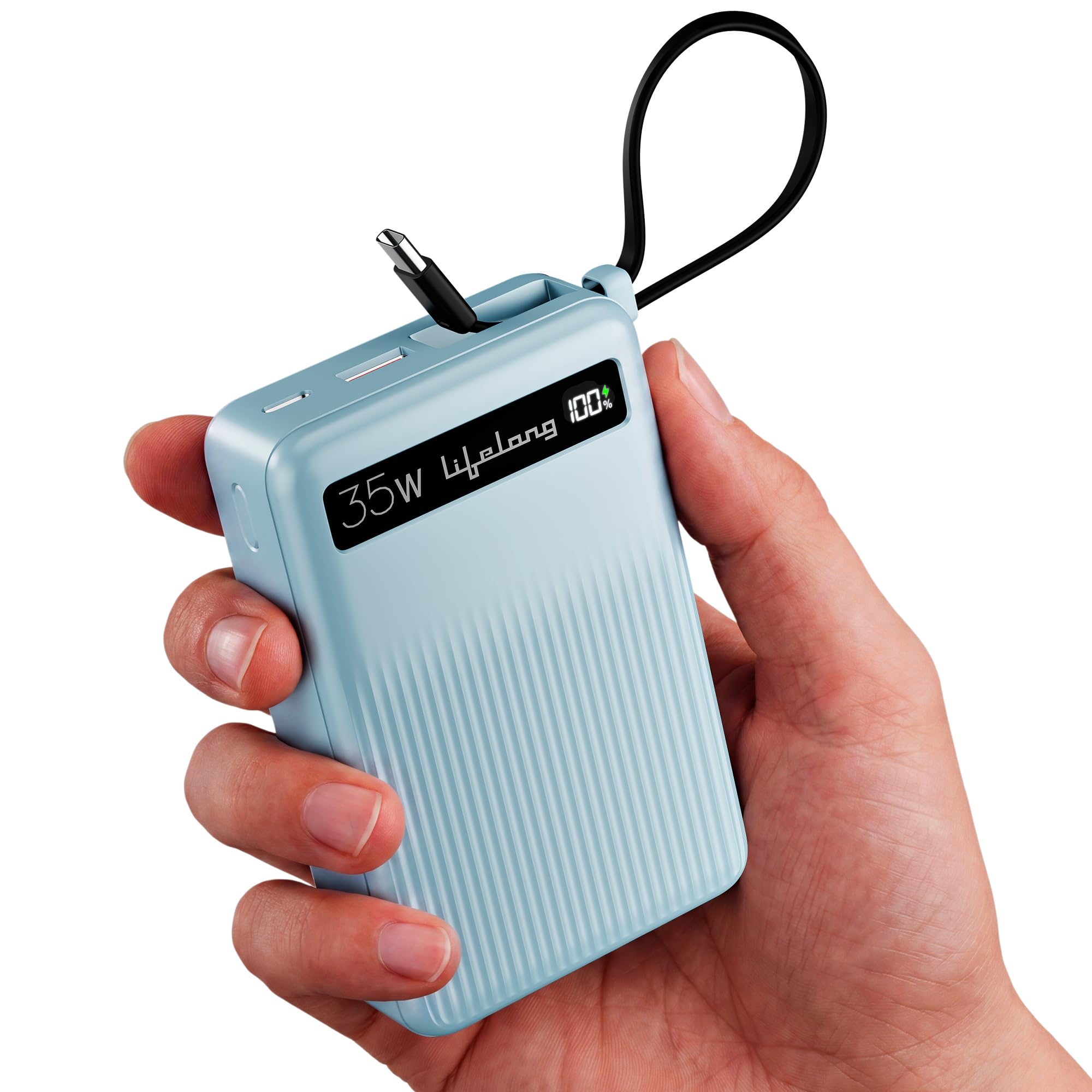 Lifelong Electronics 20000mAh Power Bank | Fast Charging Power Bank | in-Built 35 W Type-C Cable/USB-C | USB-A (30 W) Output | PD 3.0 Support | LED Display | Small Pocket Size Powerbank (Blue)-image-42