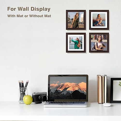 Vista 81 de KINLINK Juego de 4 portarretratos de 12 x 12 pulgadas, cuadrados de madera mate de 8 x 8 pulgadas con plexiglás para 8 x 8 pulgadas con paspartú