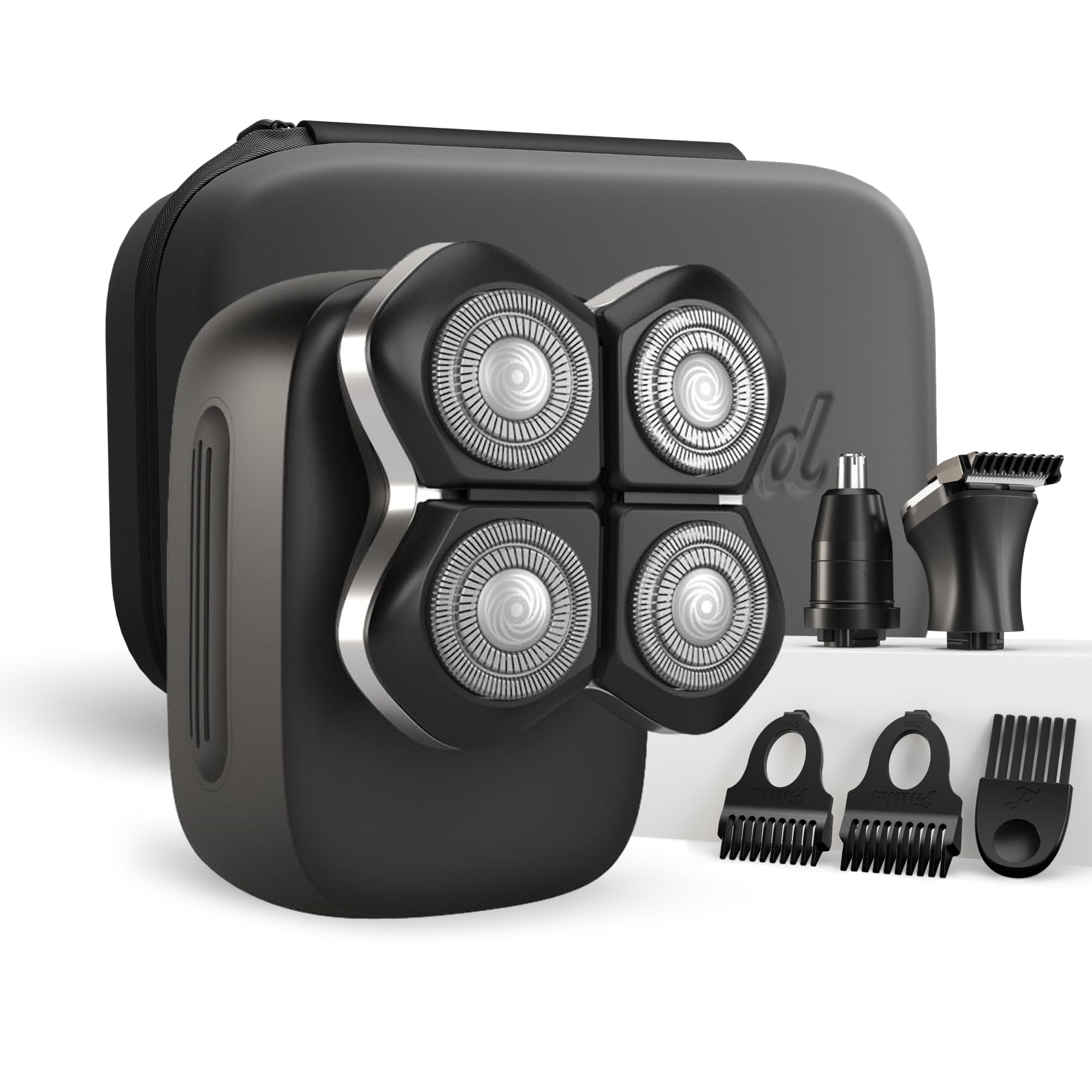 Freebird Electric Head & Body Hair Shaver - Mens Cordless Waterproof Razor with Rotary Blades (FlexSeries Pro, Shaver Kit + Travel Case)