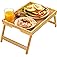Pipishell Bamboo Bed Tray Table with Foldable Legs, Breakfast Tray for Sofa, Bed, Eating, Working, Used As Laptop Desk Snack
