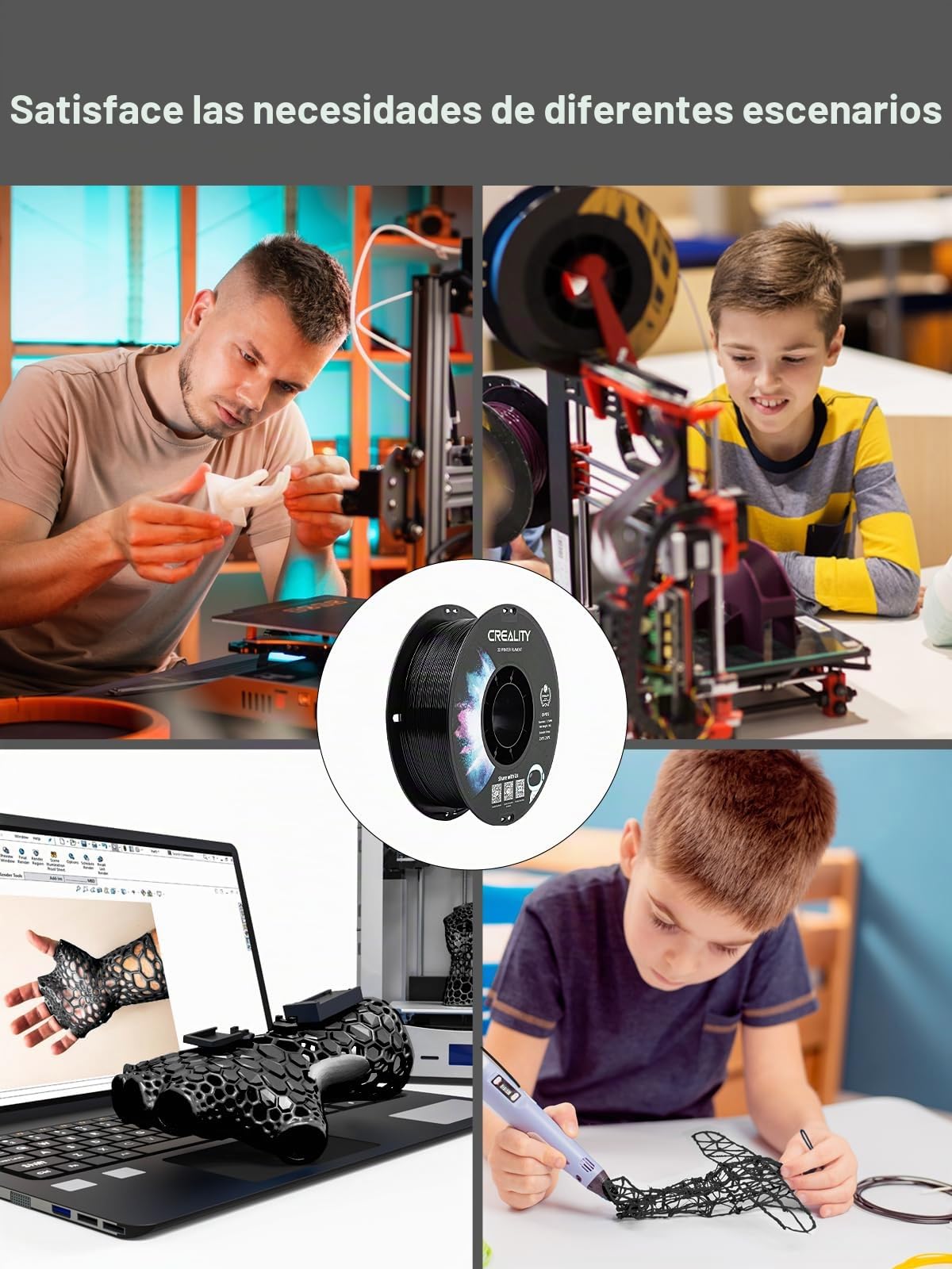 Creality Filamento PETG 1.75mm 4KG para impresión 3D, Excelente Dureza, Alta Precisión, Sin Olor y Tóxico, A Prueba de Humedad, Filamento PETG Brillante de 1kg para Impresora 3D