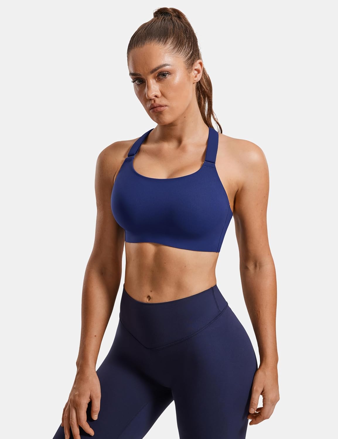 SYROKAN Power On Front Adjustable Criss Cross Back Sports Bra for Women High Impact Wireless Bras - Image 3