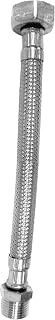 S&M 385018 – Latiguillo acero inoxidable 50 cms de longitud con conexiones macho 3/8” – hembra 3/8” | Ideal para cisternas de inodoros | Color gris, flexible, soporta 10 bares de presión y 70 °C