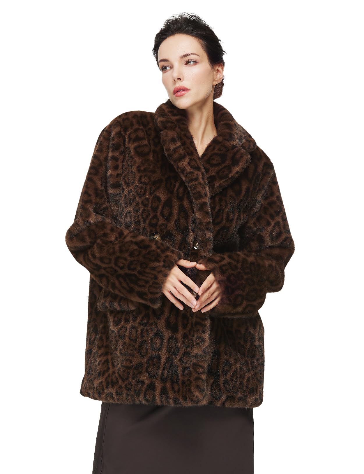 Leopard Print Faux Fur Coat Luxurious Jacket