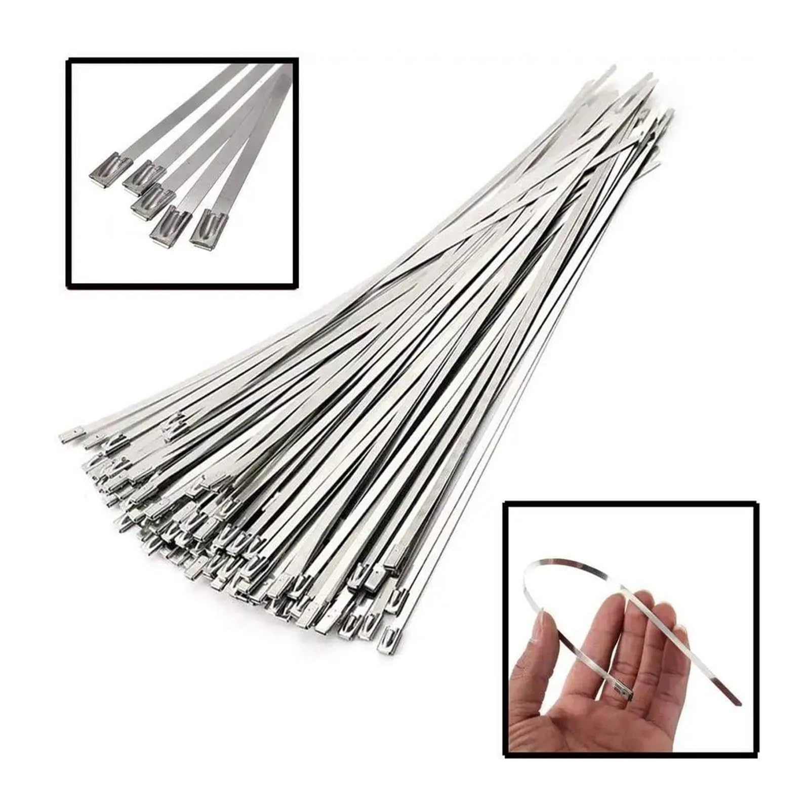 10 20 50 100 Stück 4,6 mm 0,18 Zoll Kugel Selbstsichernde Kabelbinder aus Edelstahl 304 Auspuffumwicklung Beschichtetes Verriegelungsmetall Reißverschluss-Auspuff(100PCS,4.6x200mm)