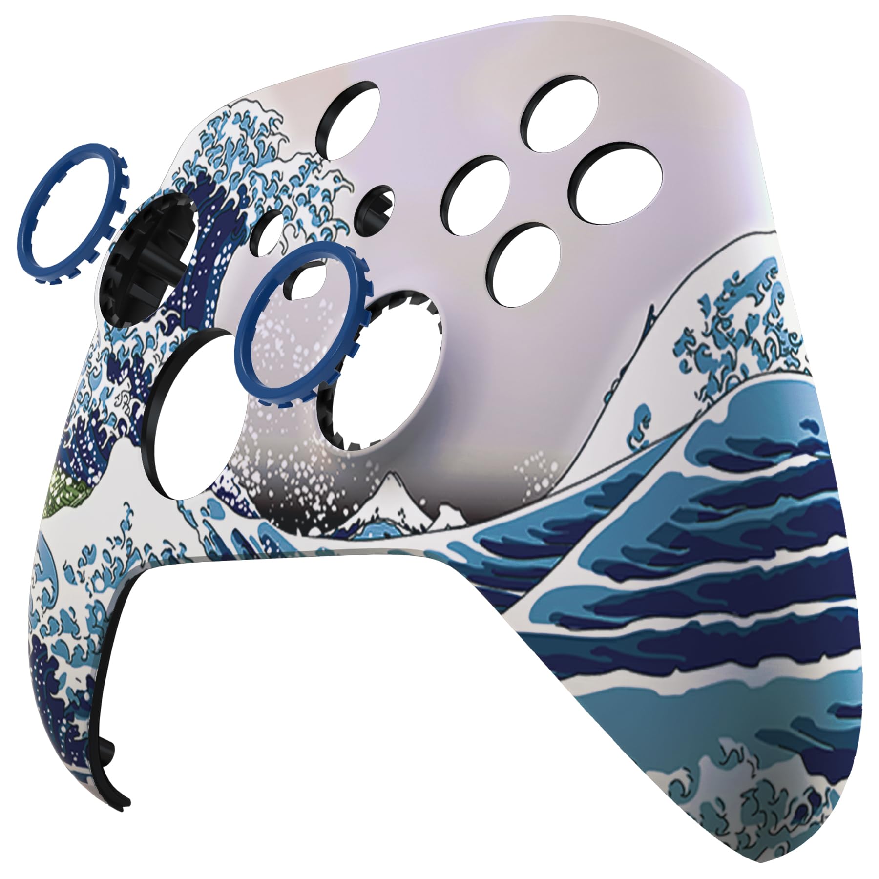 eXtremeRate Cover per Xbox Series X S Joystick,Custodia Copertura Scocca Frontale Anelli Accessori Ricambio per Xbox Core Controller Model 1914,ASR Versione-Grande Onda