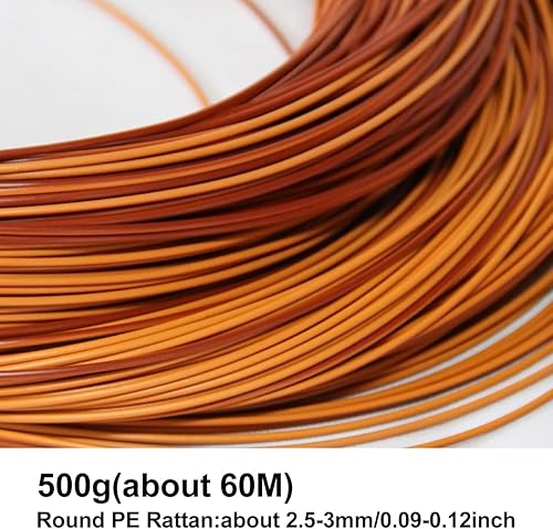 Miniatura 39 de Queenbox Tejido de ratán sintético redondo sólido de 17.64 oz (196.9 ft), material de reparación, ratán sintético de plástico para reparación